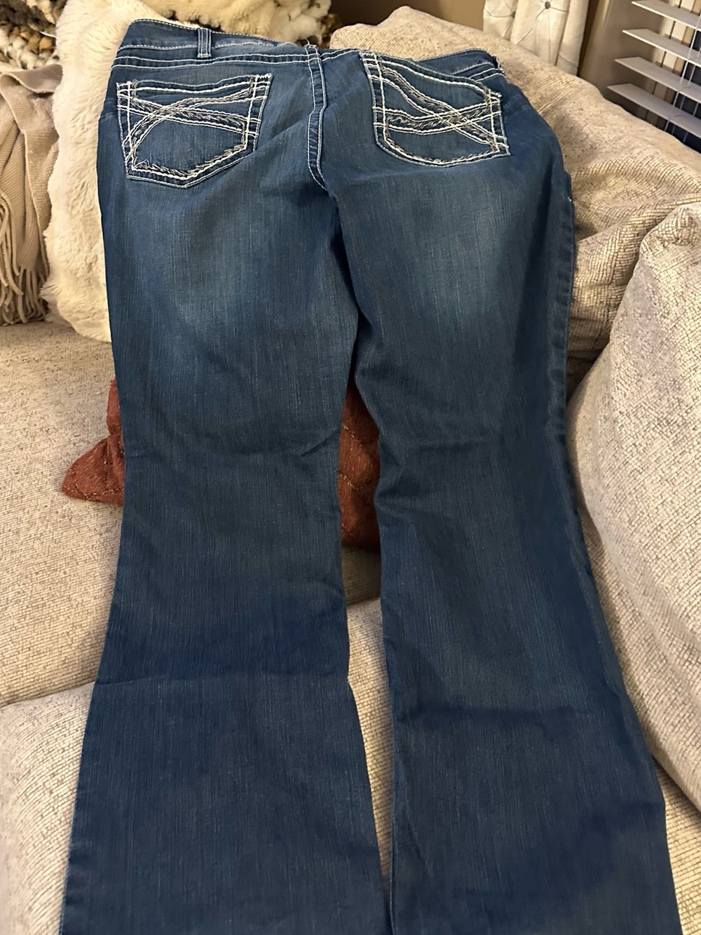 Ariat Dark Blue Bootcut Jeans with Contrast Stitching - Picture 2 of 5